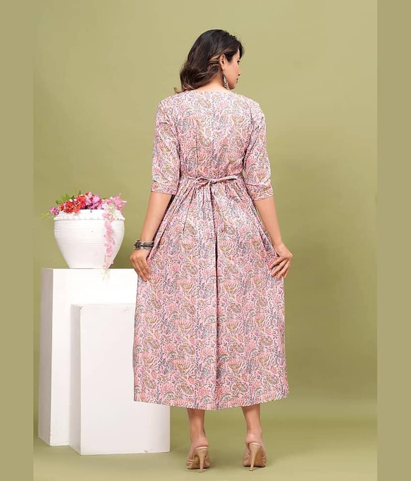 Nevisha Style Pink Cotton Maternity Kurta Single view 2