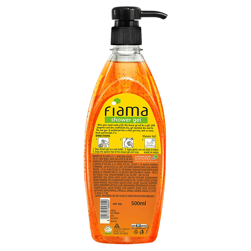 Fiama Shower Gel Peach & Avocado, Body Wash, 500 Ml Pump view 2