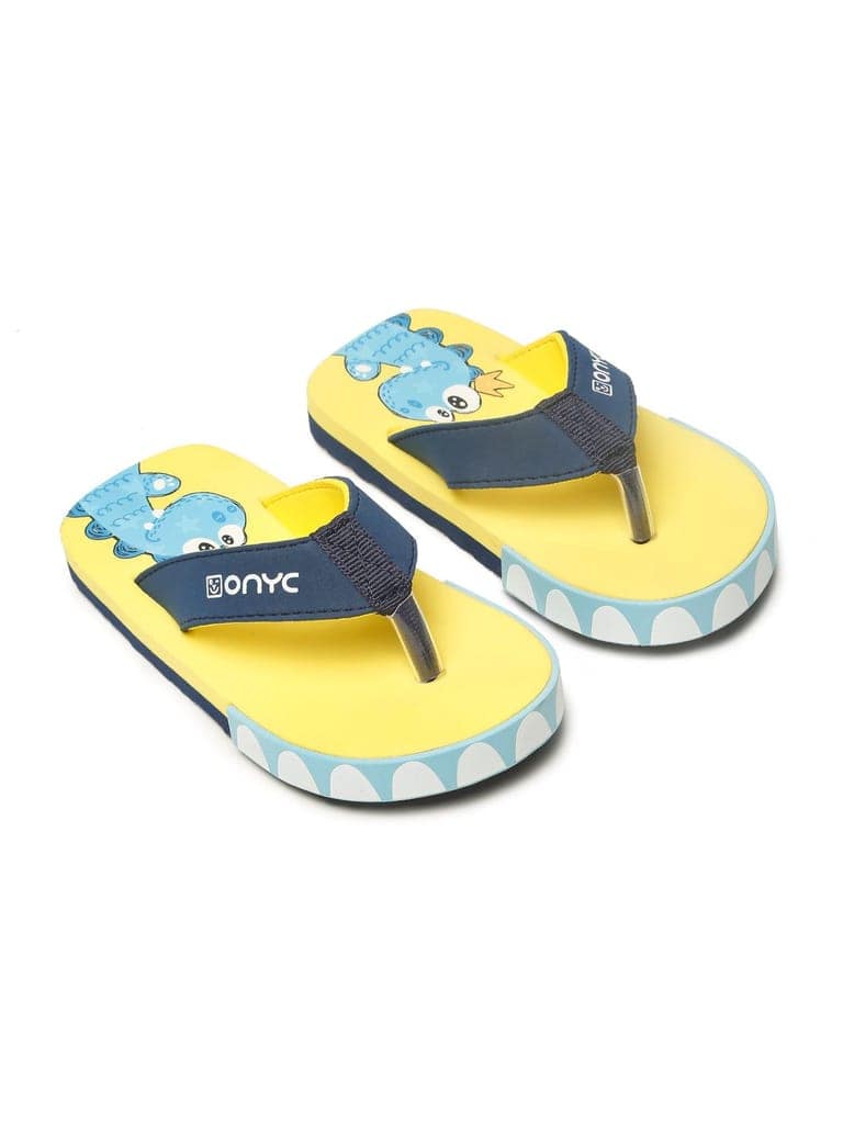 Premium Dino V-Shape Flip-flops - Yellow (Unisex) view 3