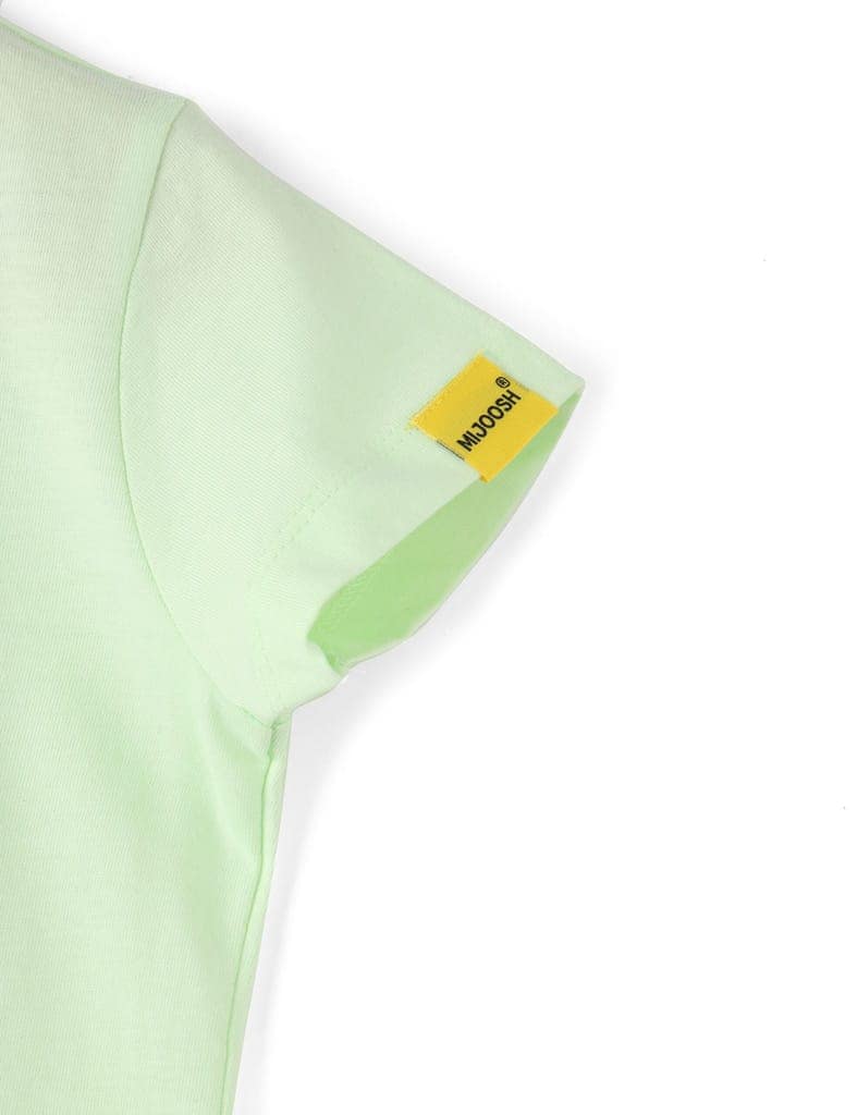 Girls T shirt Cotton Patina Green Giraffe view 4