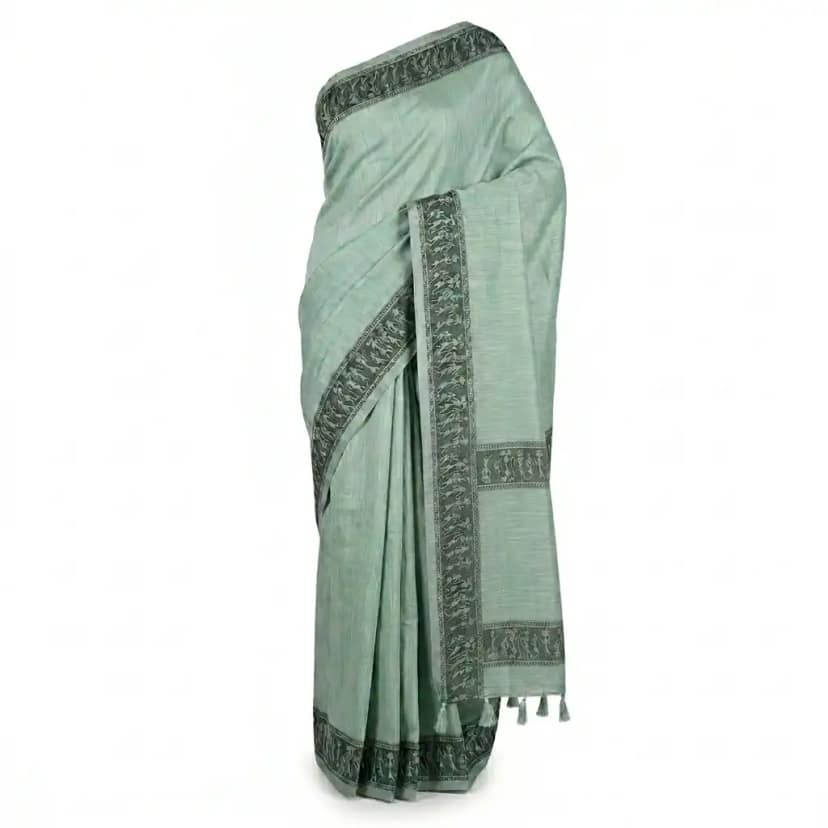 Mint Green Sambalpuri Saree view 2