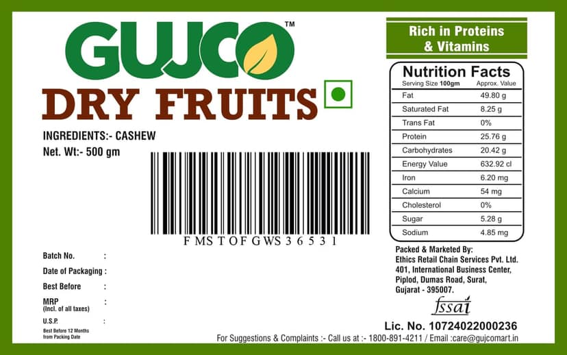 GUJCO Kaju (Cashews) view 2