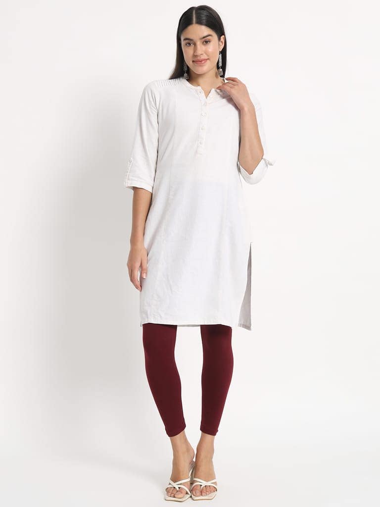 SOFT COLORS Women's Skinny Fit Ethnic Wear Ankle Length Leggings (Wine) view 5