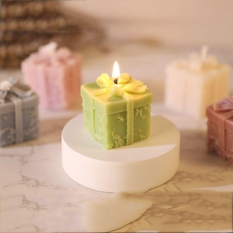 SS ENTERPRISE Organic Soy Wax Gift Shape Candle for Home Decor | Scented Aromatic Fragrance Candles | Smoke-Free Pillar Candles (Pack of 2, Yellow-Blue) view 2