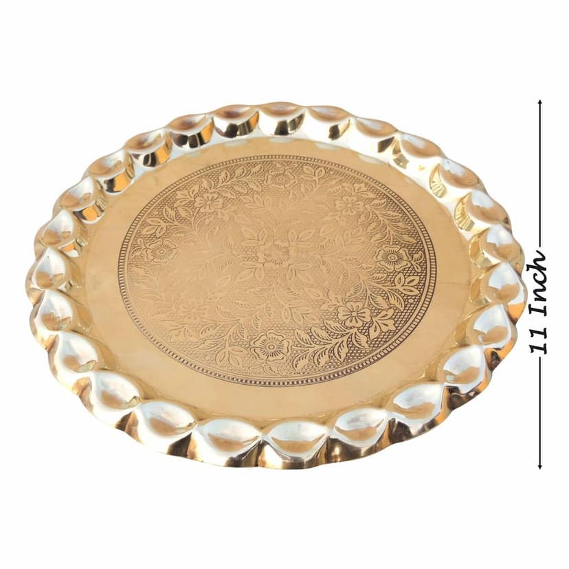 Brass Plate With Flower Design (ZMAS587 D) view 2