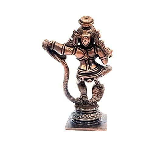 Searchers Paradise - Copper Idols Kalinganarthana Krishnar , 3.5 inches, Copper Handmade 192 Grams, Patina Antique Finish, Pack of 1 Piece view 2