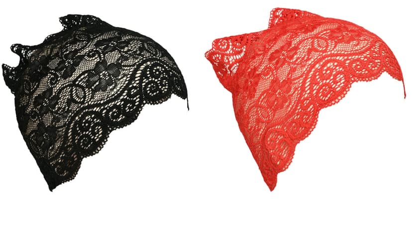 Girls and Womens Hijab Cap Hijab Headband, Under Hijab Scarf Black and Red Naqab Head Scarf (2 pcs) view 2