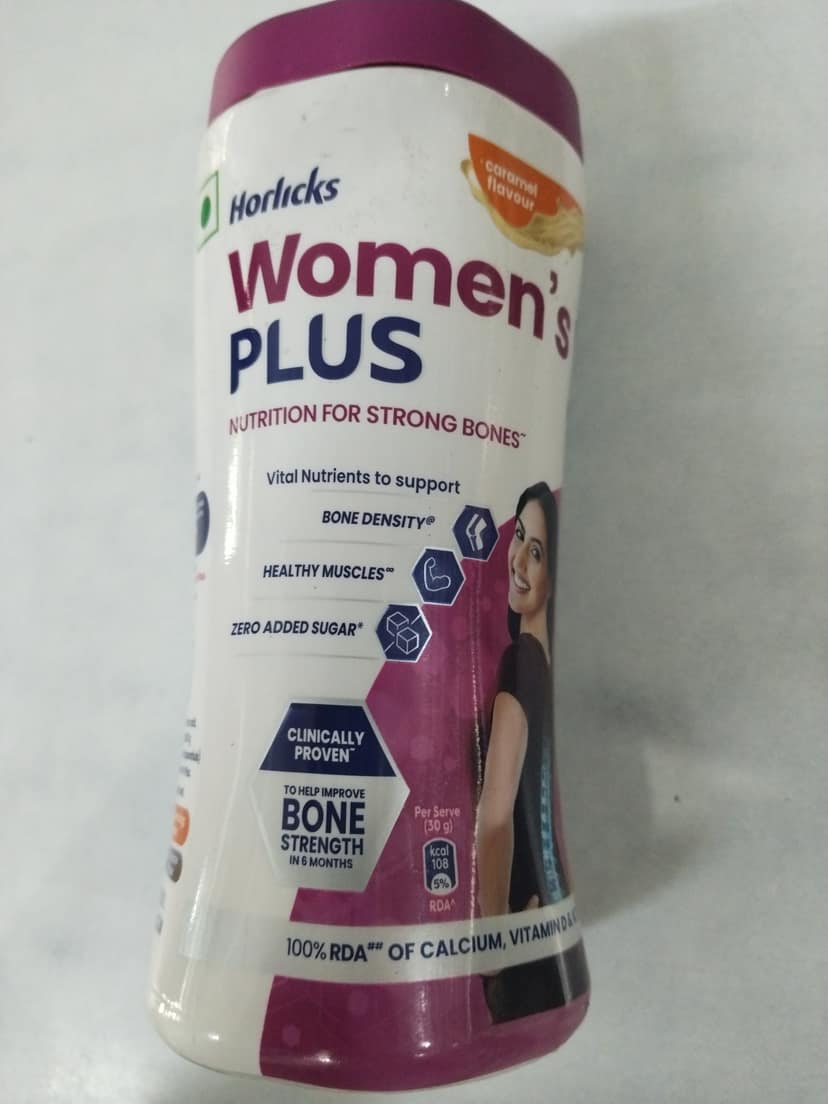 Horlicks women's plus nutrition for strong bones caramel flavour jar