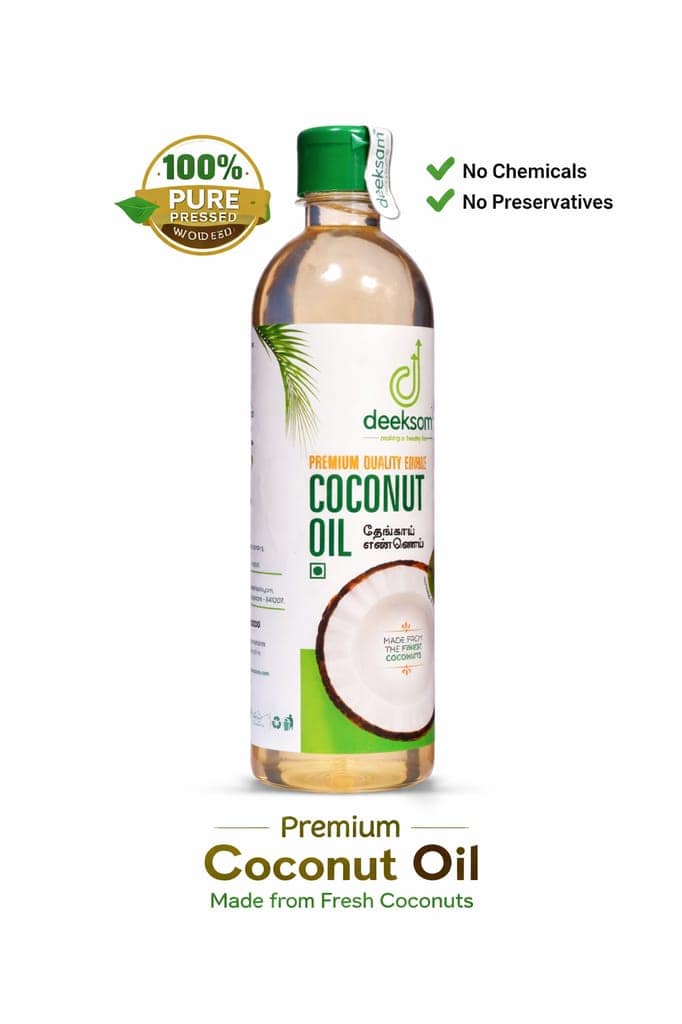 Deeksam Wood Pressed Coconut Oil | Pure Chekku Thengai Ennai | 100% Natural & Unrefined | Edible Grade | 500ML view 3