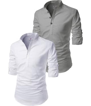 Apektra Grey Cotton Blend Men's Regular Kurta ( Pack of 2 )