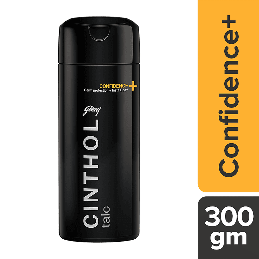 Cinthol Confidence+ Talc - Antiperspirant, Germ Protection & Insta Deo Fragrance, 300 G