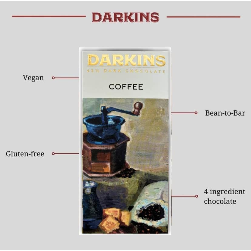 DARKINS 65% Dark Chocolate With Coorg Coffee | Dark Chocolate Bar 3x50gm | Vegan | Natural | Gluten-Free Chocolate | 50 GM Each Pack of 3 view 4