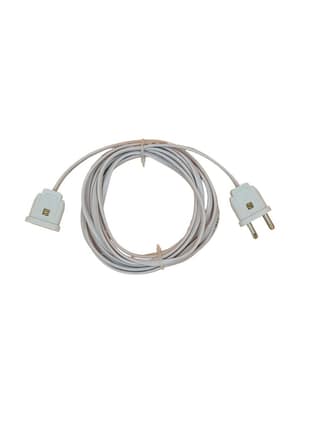 INDRICO 2 Pin Male Female Socket Flexible Flat Cable Wire Extension Cord for Multi-Purpose Use Home Wall D?cor, Diwali Christmas Decoration White/Black/Grey PVC