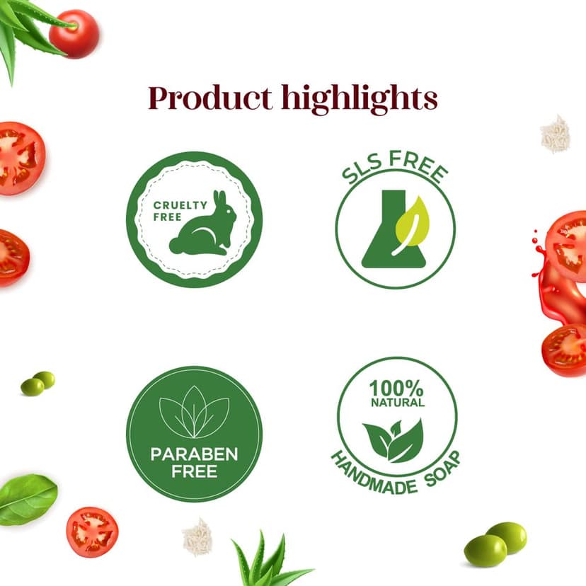 Skinska Naturals TOMATO, ALOE VERA & RICE EXTRACTS WITH OLIVE OIL SOAP, 125 gm (Buy1 Get 1) view 6