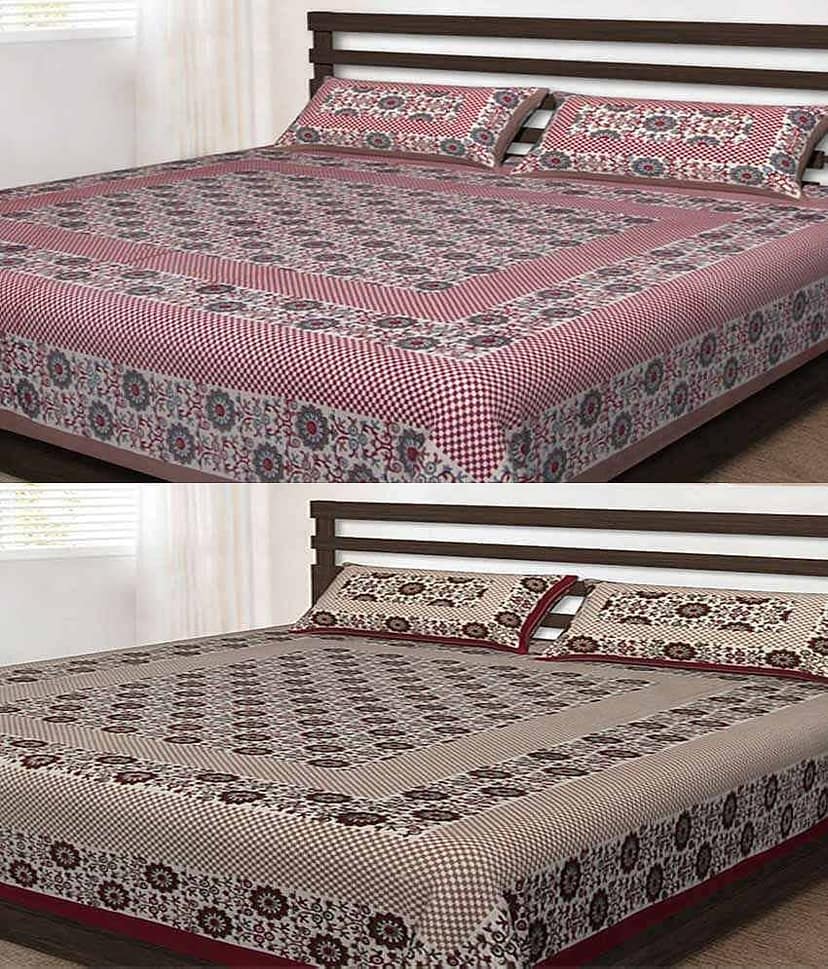Uniqchoice Cotton Double Bedsheet ( Multi )