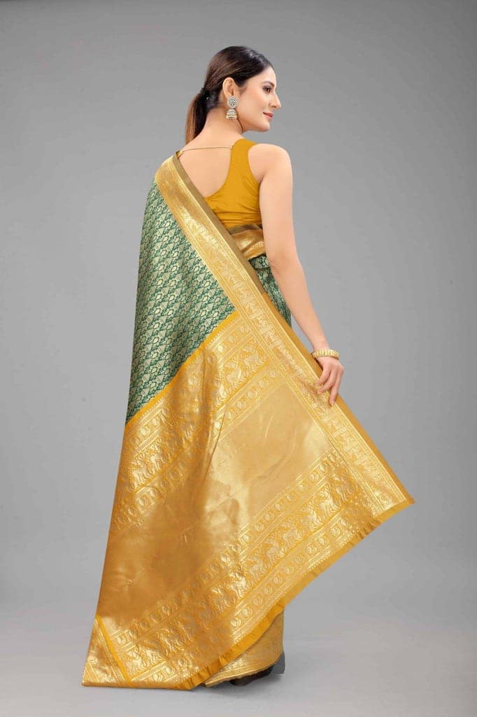 Women's Banarasi Art Silk Saree With Unstiched Blouse Piece view 2