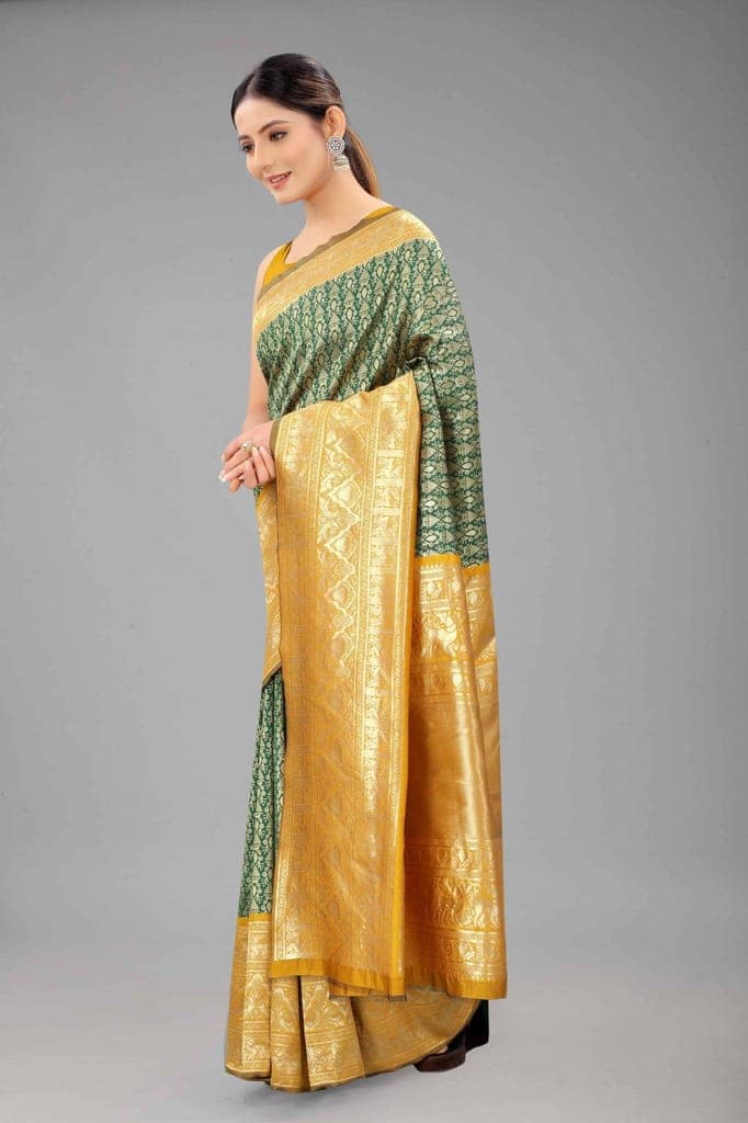 Women's Banarasi Art Silk Saree With Unstiched Blouse Piece view 3