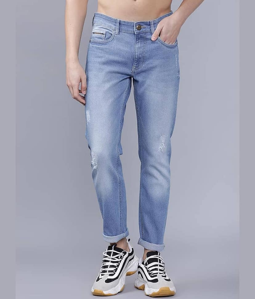 The Indian Garage Co Men Blue Slim Fit Mid-Rise Mildly Distressed Jeans