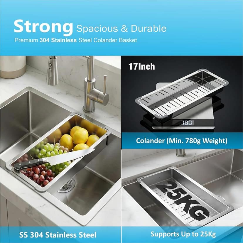 Aqua 304 Handmade (21 x 18 x 09 ) Inch SS Square Coupling Single Bowl Silver Kitchen Sink view 8