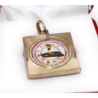 Ashtadhatu Gold Plated Square Kal Sarp Dosh Nivaran Yantra Locket With Mantra To Remove Kal Sarp Yog In Kundli