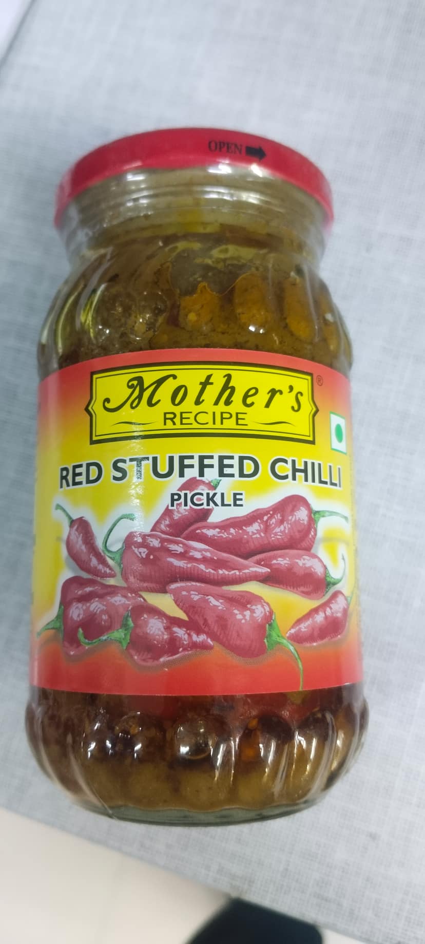 Mothers recipe Red stuffed chilli pickle