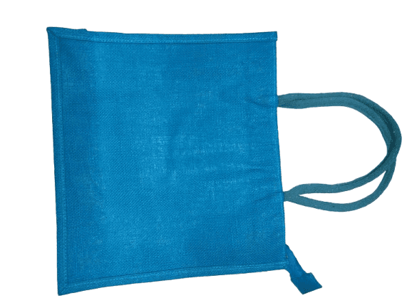 Eco-friendly Cotton Jute Tote Bag with Warli Painting - Blue view 3