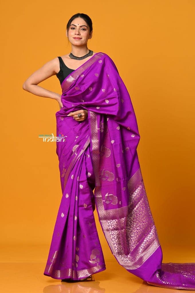 Param Sundari ~ Sheer Grace – Chiniya Silk Banarasi Saree in Purple