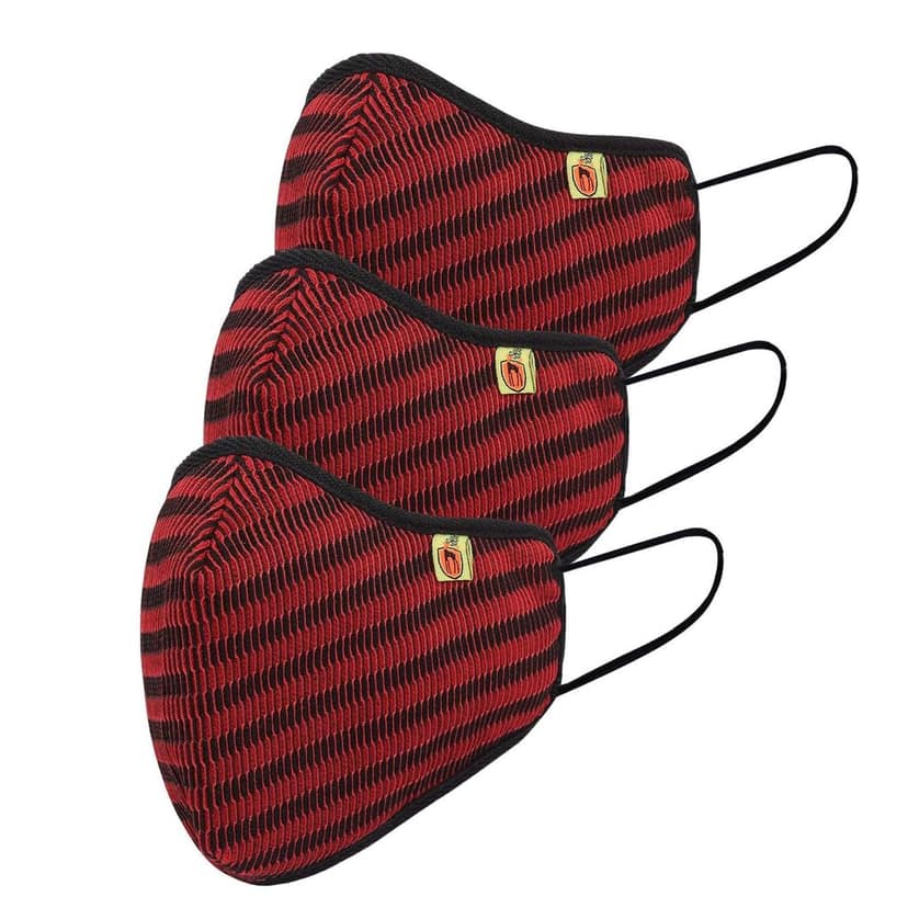 Marc Loire Standard Size Adult ISO CE Printed Air mesh certified Reusable/Washable 6-Layered Outdoor Protection Face Mask (Pack of 3)