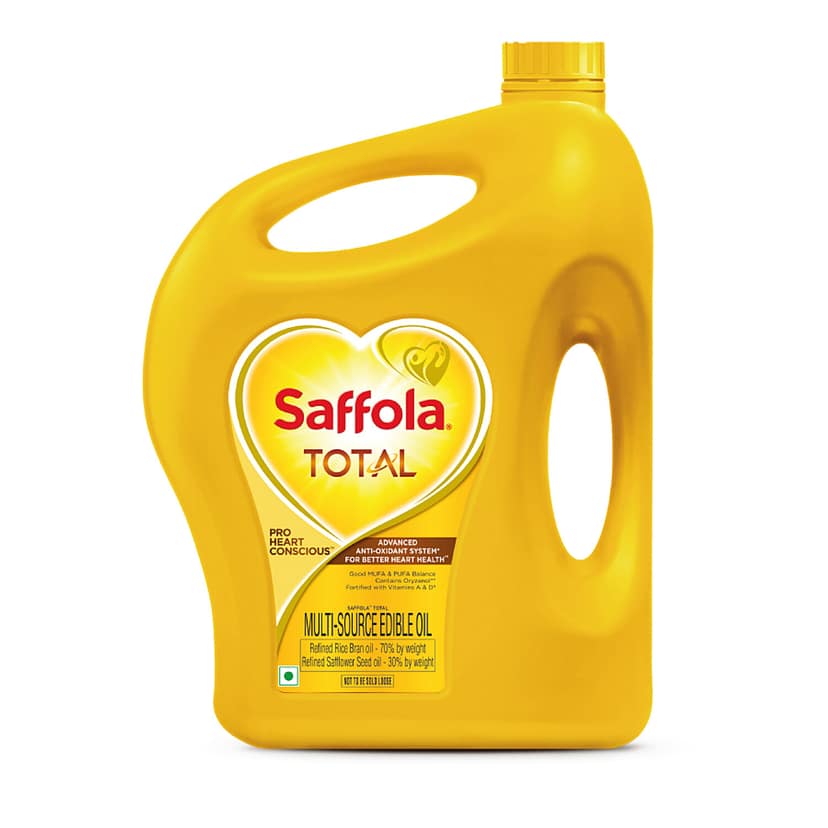 Saffola Total Refined Cooking Oil, Blended Rice Bran & Safflower Oil, Helps Manage Cholesterol, 2 L Jar view 2