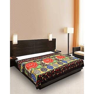 Global Gifts Floral Double Dohar For Mild Winter (Microfiber, Stunning Red, Attractive Blue)