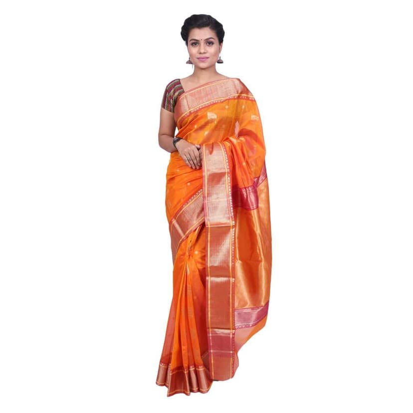 HANDLOOM CHANDERI SAREE- MERCERISED(COTTON+SILK MIX) WITH BLOUSE (SKU - 1SC203110620 SAREE- 89) view 4