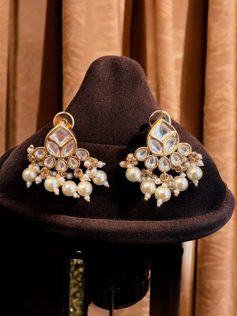 Pearl and Kundan Traditional Indian Jewellery Set By Dia Art Jewels view 3