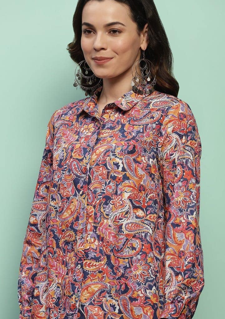 HOC Crafts Cotton Embroidered Printed Women's 2 PC Co-ord Set - Multicolor view 2
