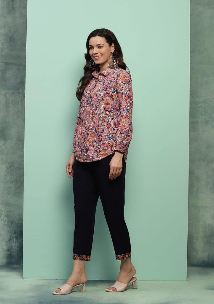 HOC Crafts Cotton Embroidered Printed Women's 2 PC Co-ord Set - Multicolor view 5