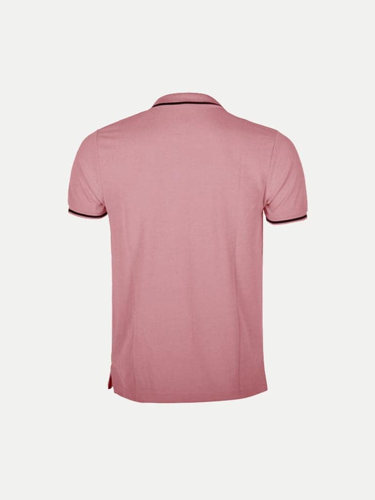 Men Pink Cotton Contrast Tipping Polo T-shirt view 4