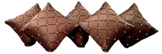 Omkar by R3 Inc. Satin Cushion Cover with Beads (Brown) (Set of 5) 16x16 inch