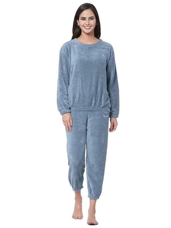 Combo Pack of 2 Women Winter Nightsuit Ladies Warm Night Suit Girls Pyjama Women's Top and Pajama Pants Regular Fit Pyjama Set view 6