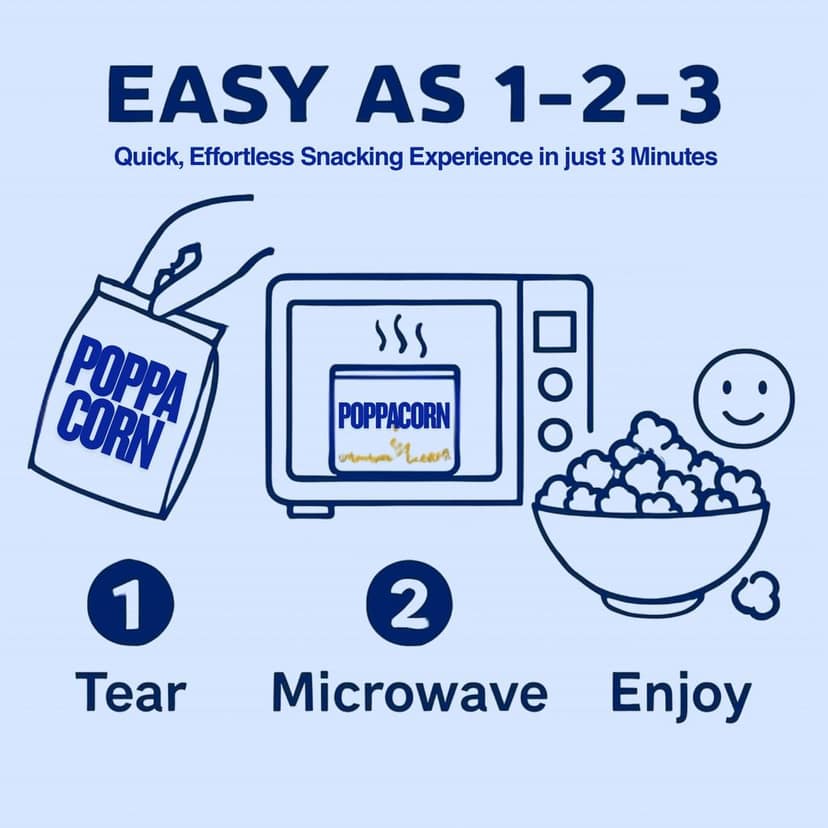 Poppacorn Microwave Popcorn 300gms | Imported Popping Corn | Popcorn Kernels 100gx3 pouches | Ready to Cook | High Expansion | Homemade Healthy Snack | Natural Salty Popcorn | Pack of 3 (300g, Natural Salty) view 6