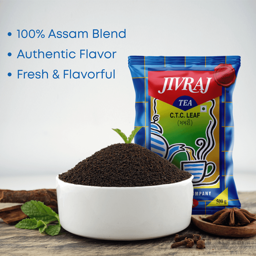 Jivraj Tea 500gm | CTC Assam Black Leaf Tea | Chai Patti Powder | Pouch 500g view 4