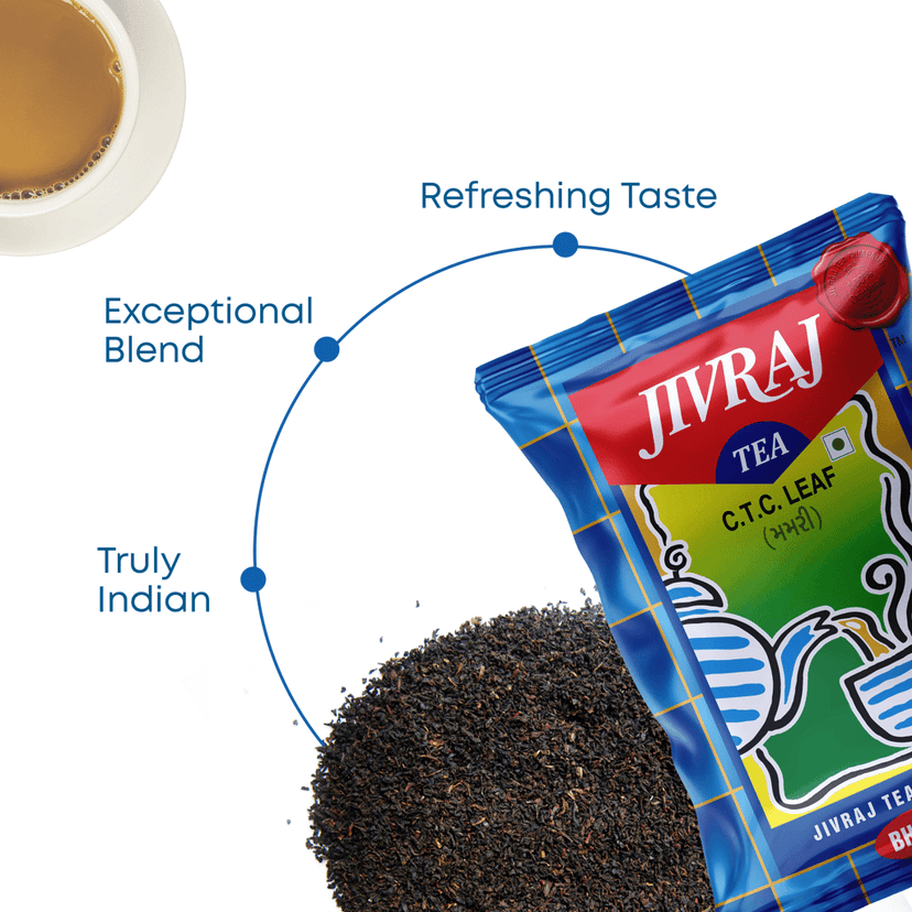 Jivraj Tea 500gm | CTC Assam Black Leaf Tea | Chai Patti Powder | Pouch 500g view 6