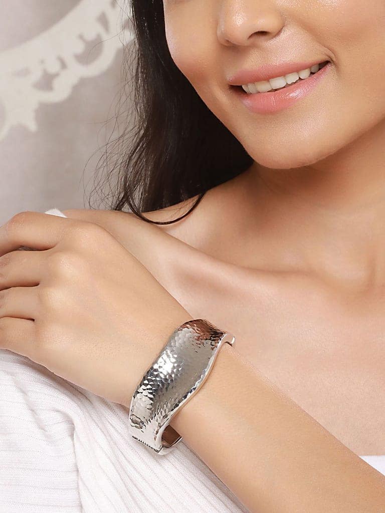 Anti-Tarnish Silver Plated Molten Cuff Bracelet view 2