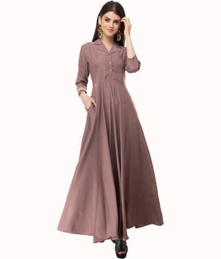 Rudrakriti Women Crepe Solid A-line Dress ( Purple )