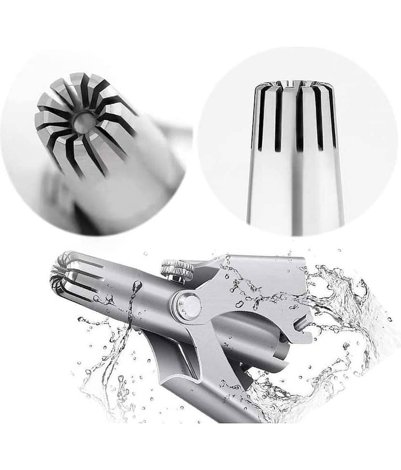 GEEO Nose Hair Remover Silver Cordless Nose Trimmer With 1 minutes Runtime view 2