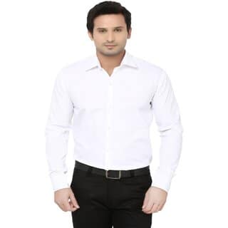 Baleshwar Men White Solid Formal Shirt (Pack of 1)
