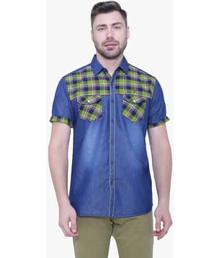 Kuons Avenue - Green Denim Slim Fit Men's Casual Shirt ( Pack of 1 )