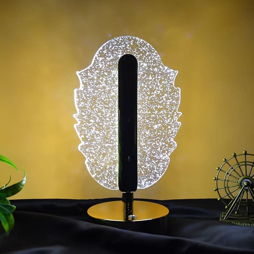 Elegant Feather Shape Crystal Table Lamp (1 Pc) view 3