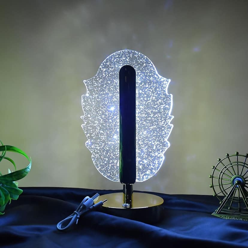 Elegant Feather Shape Crystal Table Lamp (1 Pc) view 7