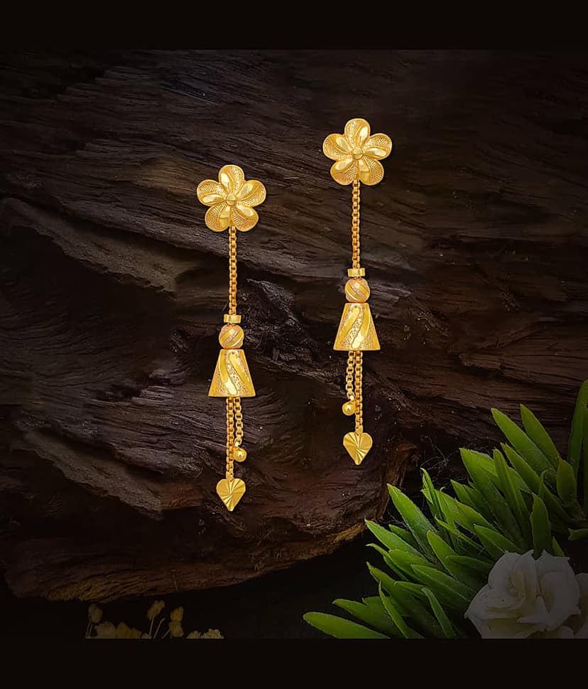 LUV FASHION Golden Drop Earrings ( Pack of 1 )