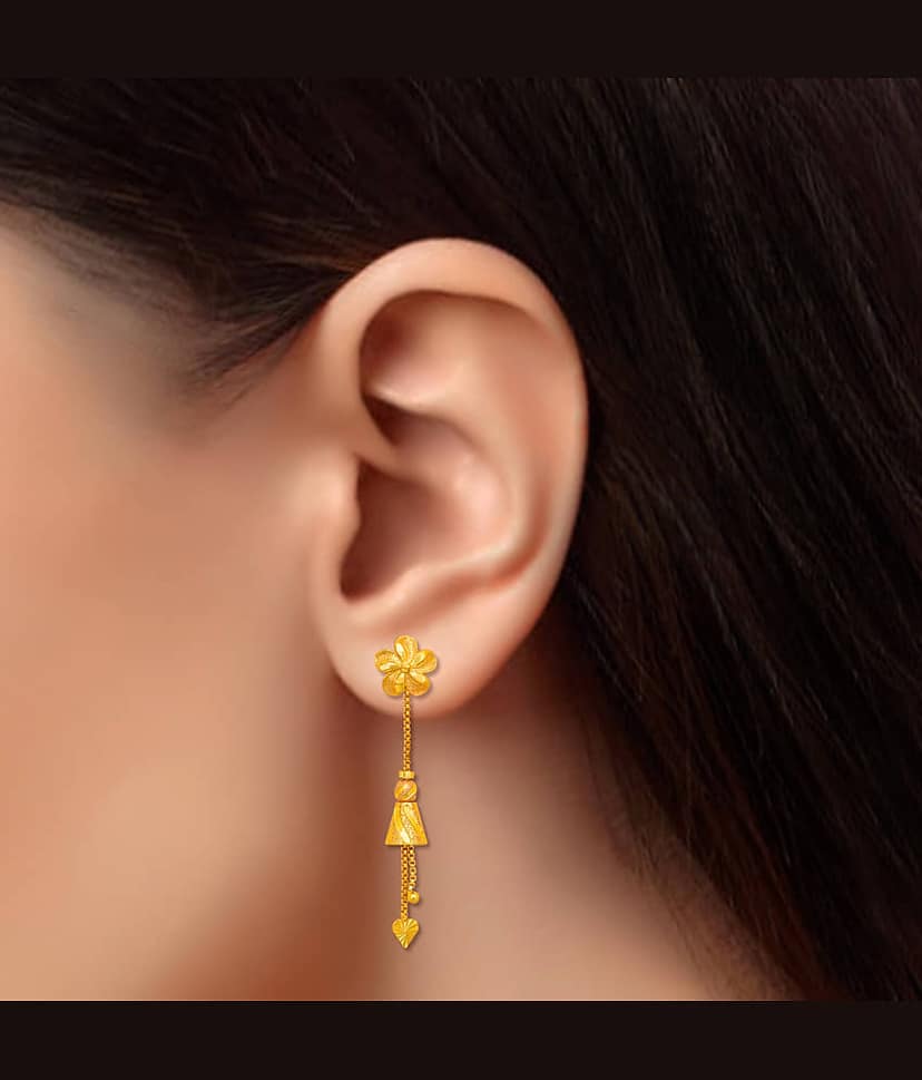 LUV FASHION Golden Drop Earrings ( Pack of 1 ) view 2