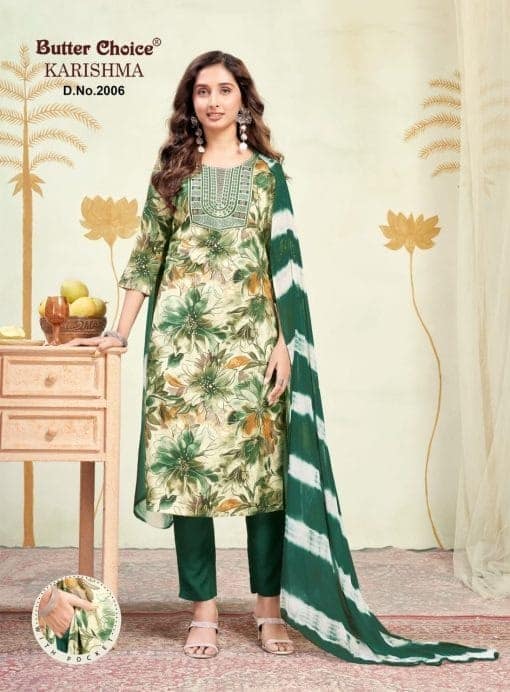 Rayon Foil Print with Embroidery